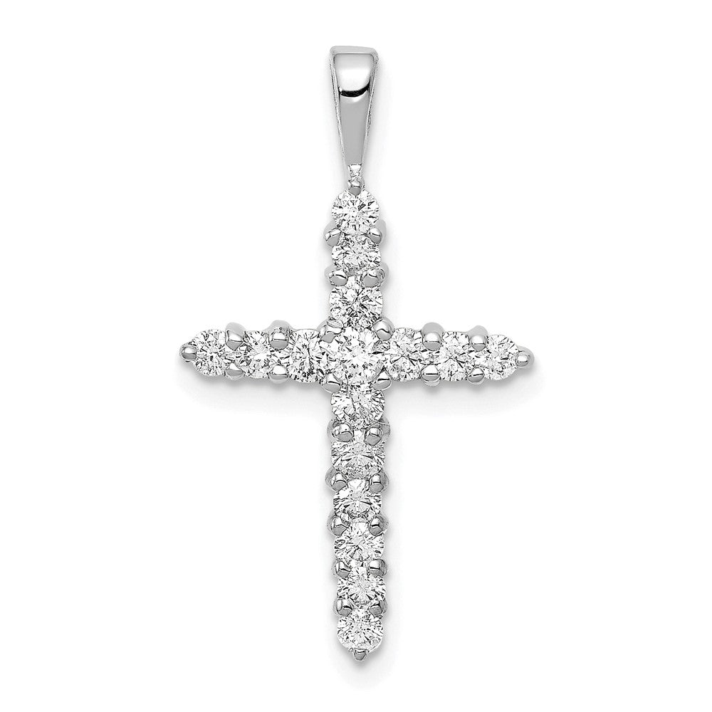 14K Weißgold AA 0,5 ct. Echter Diamant Kreuz-Anhänger