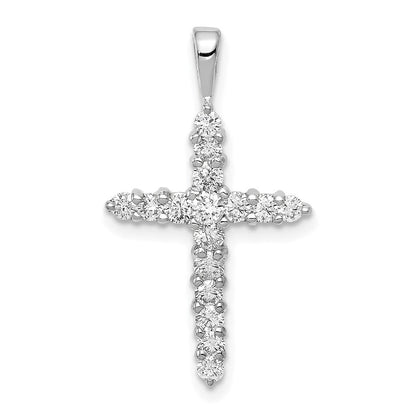 14K Weißgold AA 0,5 ct. Echter Diamant Kreuz-Anhänger
