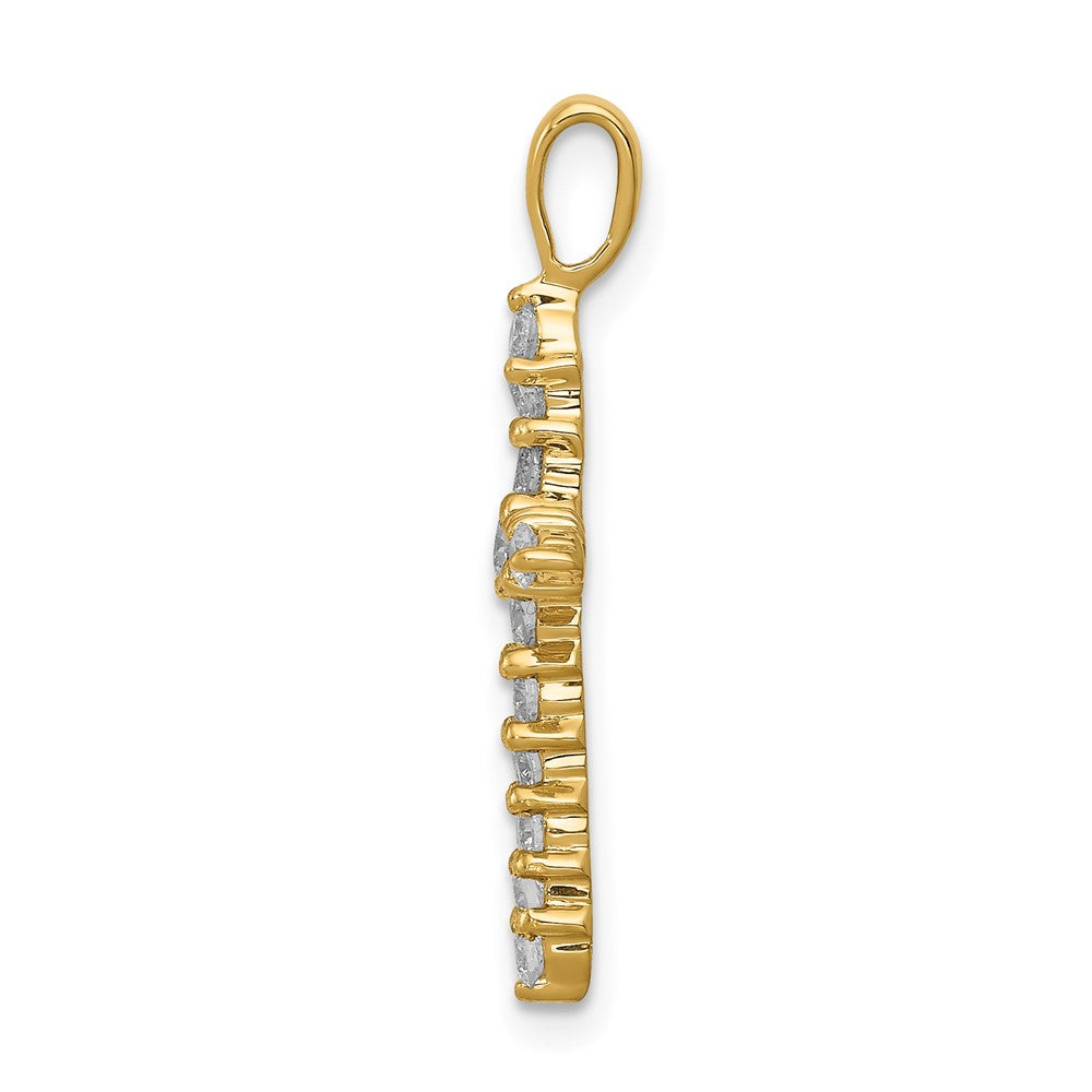 14K Gelbgold AA Echter-Diamant-Kreuzanhänger