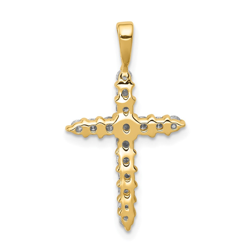 14K Gelbgold AA Echter-Diamant-Kreuzanhänger