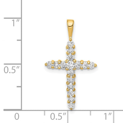14K Gelbgold AA Echter-Diamant-Kreuzanhänger