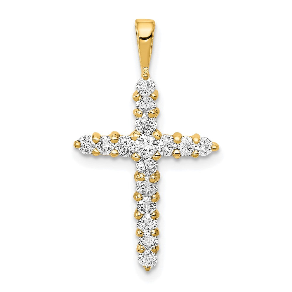 14K Gelbgold Kreuzanhänger mit 0,5 ct. laborgezüchtetem Diamanten VS/SI+ G+