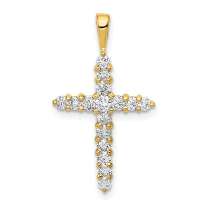 14K Gelbgold AA Echter-Diamant-Kreuzanhänger