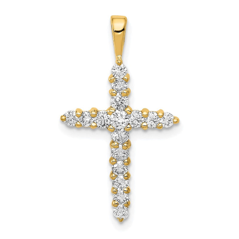 14K Gelbgold AA Echter-Diamant-Kreuzanhänger
