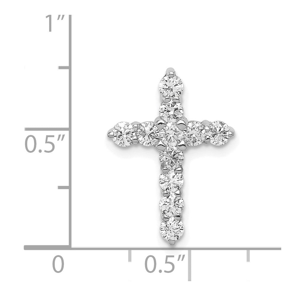 14K Weißgold Aa 3/4ct. Echt Diamant Kreuz Kette Anhänger