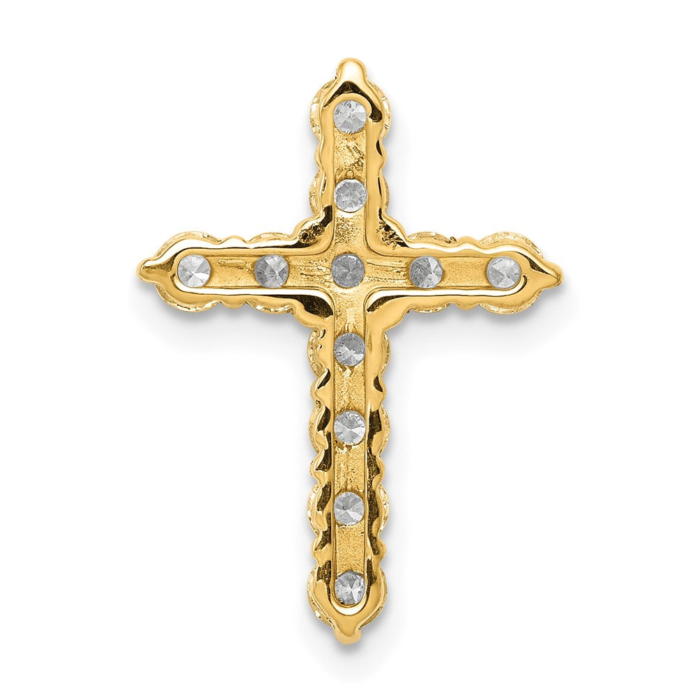 14K Gelbgold 0,75 ct. Laborgezüchteter Diamant VS/SI+ G+ Kreuz-Ketten-Gleitanhänger
