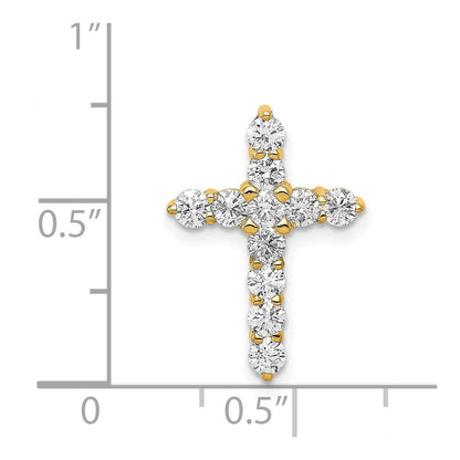 14K Gelbgold Aa 3/4ct. Echt Diamant Kreuz Kette Anhänger