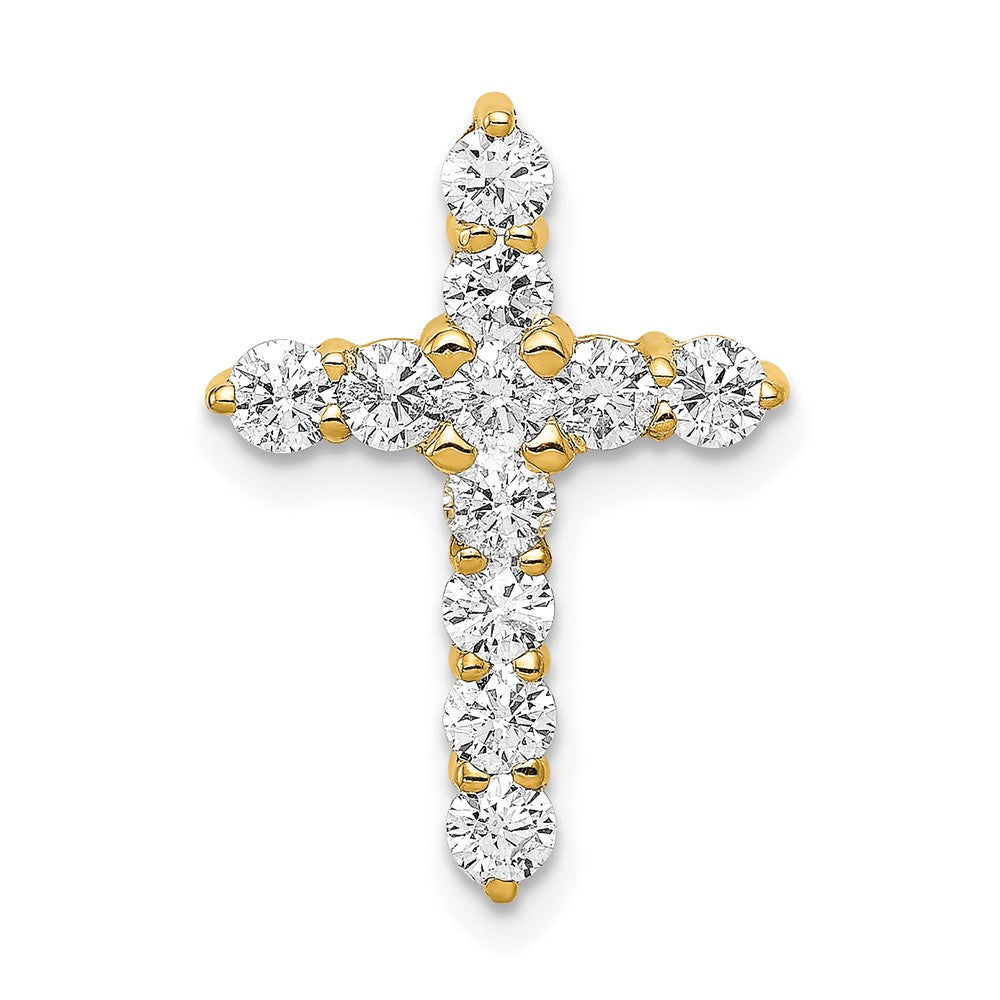14K Gelbgold 0,75 ct. Laborgezüchteter Diamant VS/SI+ G+ Kreuz-Ketten-Gleitanhänger