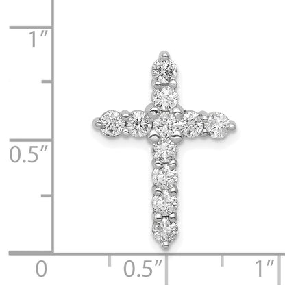 14K Weißgold Aa 1ct. Echt Diamant Kreuz Kette Anhänger