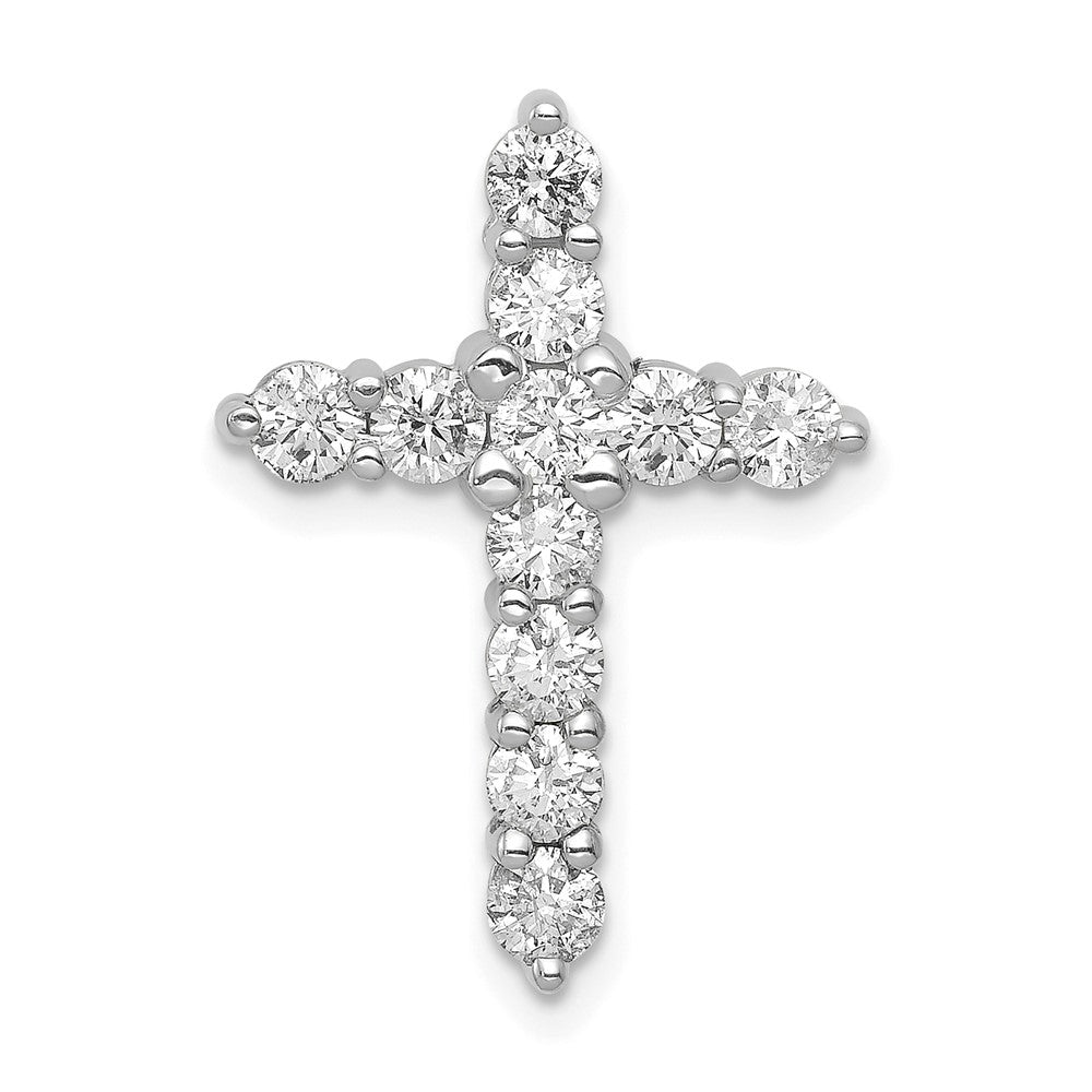 14K Weißgold 1 ct. Laborgezüchteter Diamant VS/SI+ G+ Kreuz-Ketten-Gleitanhänger