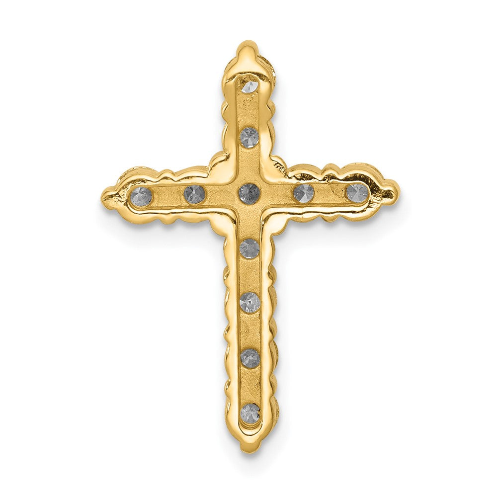 14K Gelbgold 1 ct. Laborgezüchteter Diamant VS/SI+ G+ Kreuz-Ketten-Gleitanhänger