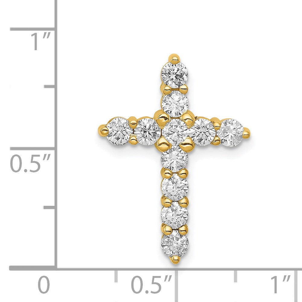 14K Gelbgold Aa 1ct. Echt Diamant Kreuz Kette Anhänger