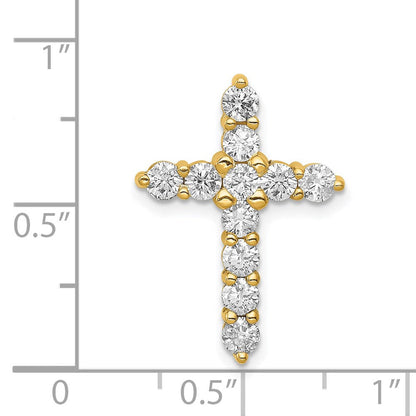 14K Gelbgold Aa 1ct. Echt Diamant Kreuz Kette Anhänger