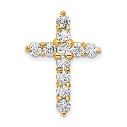 14K Gelbgold 1 ct. Laborgezüchteter Diamant VS/SI+ G+ Kreuz-Ketten-Gleitanhänger