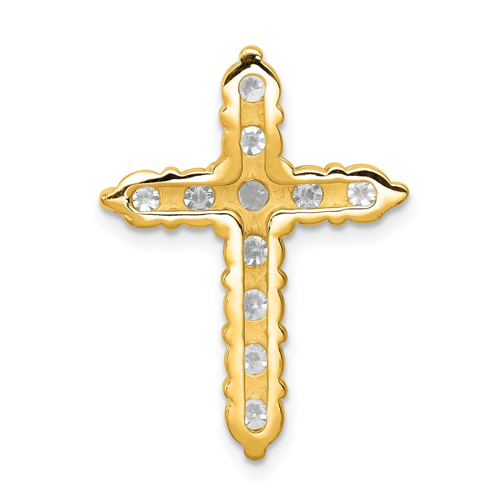 14K Gelbgold Kreuz-Gleitanhänger mit 1,25 ct. laborgezüchteten Diamanten, VS/SI+ G+, an Kette