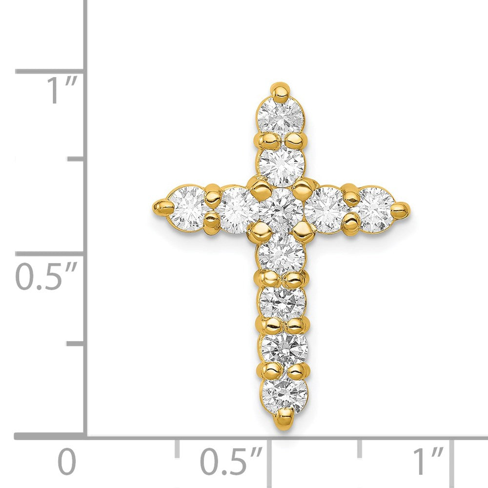 14K Gelbgold Aa 1.25ct. Echt Diamant Kreuz Kette Anhänger