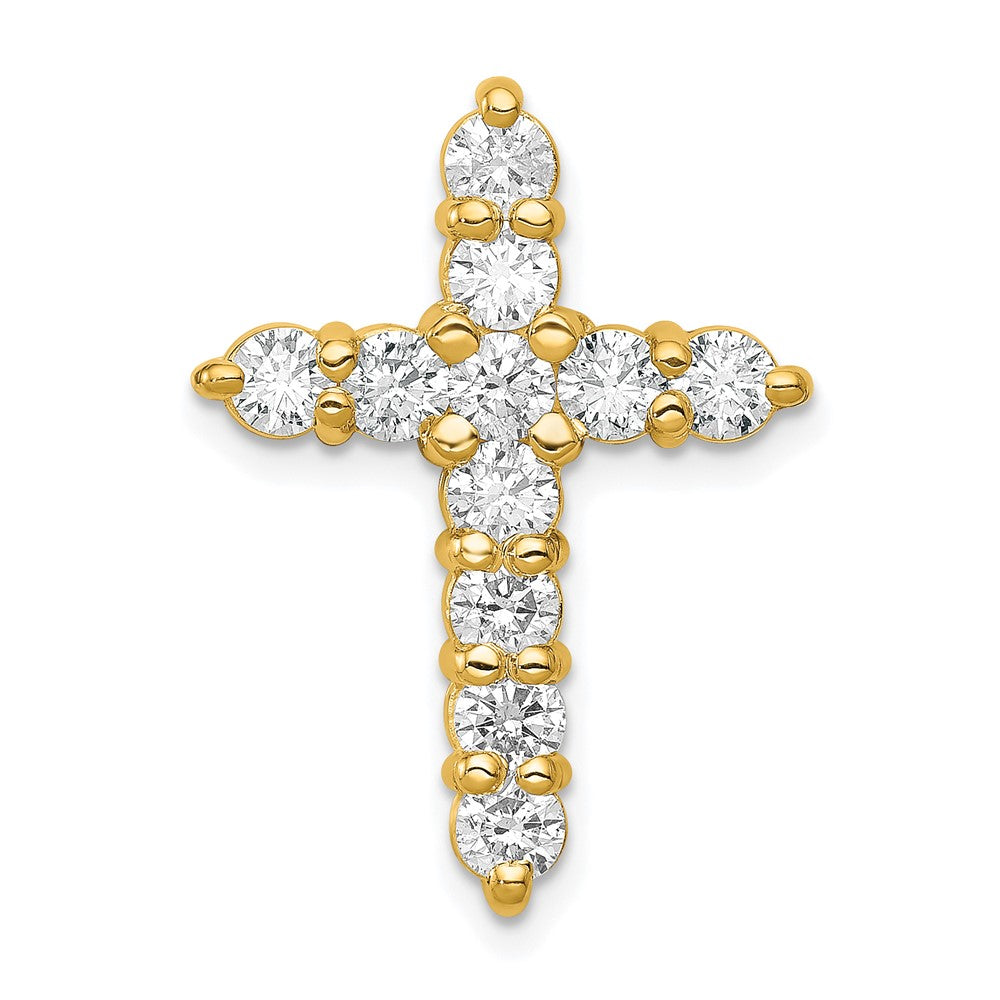 14K Gelbgold Kreuz-Gleitanhänger mit 1,25 ct. laborgezüchteten Diamanten, VS/SI+ G+, an Kette