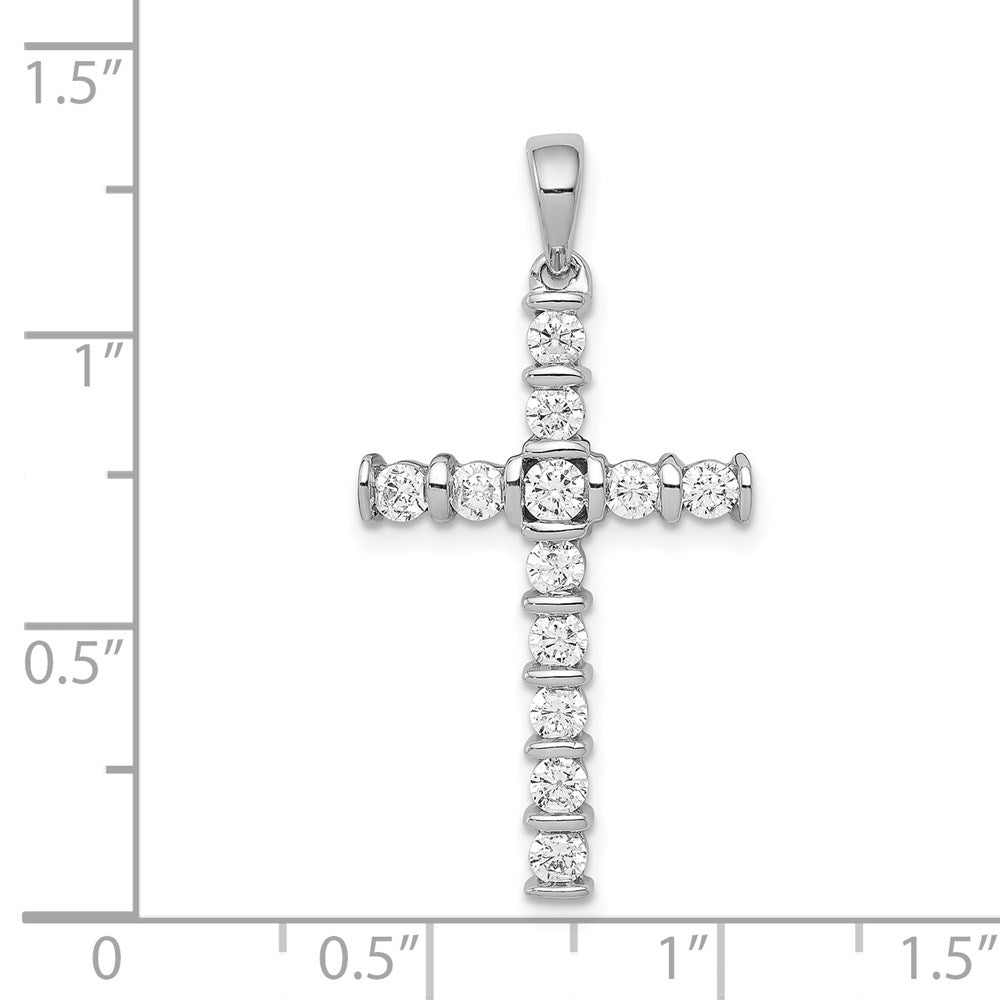 14K Weißgold Lateinkreuz-Anhänger mit 0,75 ct. echtem Diamant AA