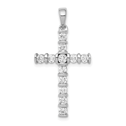 14K Weißgold Lateinkreuz-Anhänger mit 0,75 ct. echtem Diamant AA