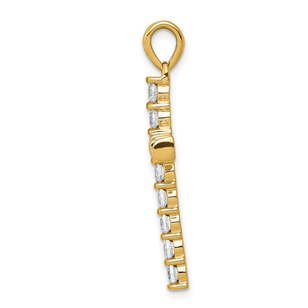 14K Gelbgold AA 0,75 ct. Echter Diamant Lateinisches Kreuz Anhänger