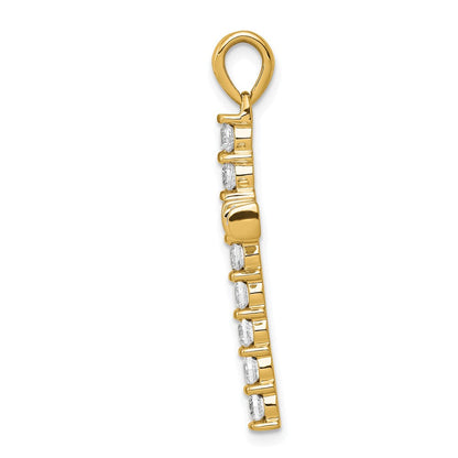 14K Gelbgold AA 0,75 ct. Echter Diamant Lateinisches Kreuz Anhänger
