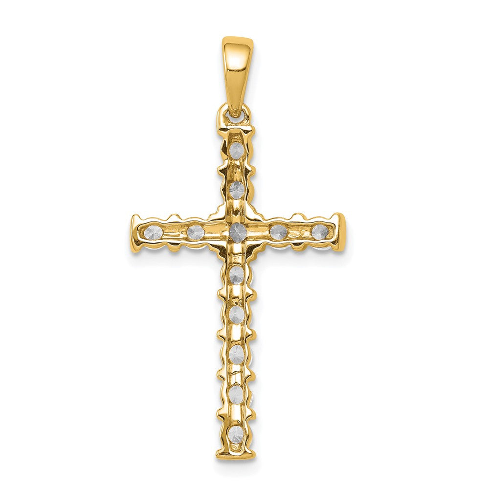 14K Gelbgold AA 0,75 ct. Echter Diamant Lateinisches Kreuz Anhänger