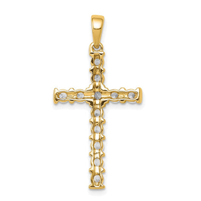 14K Gelbgold AA 0,75 ct. Echter Diamant Lateinisches Kreuz Anhänger