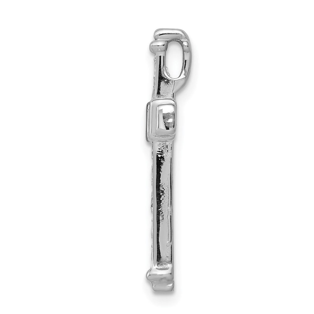 14K Weißgold Aa 3/8ct. Echt Diamant Lateinisch Kreuz Kette Anhänger