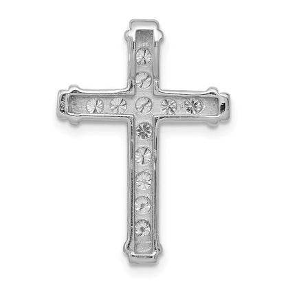 14K Weißgold Aa 3/8ct. Echt Diamant Lateinisch Kreuz Kette Anhänger