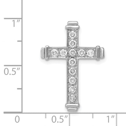 14K Weißgold Aa 3/8ct. Echt Diamant Lateinisch Kreuz Kette Anhänger