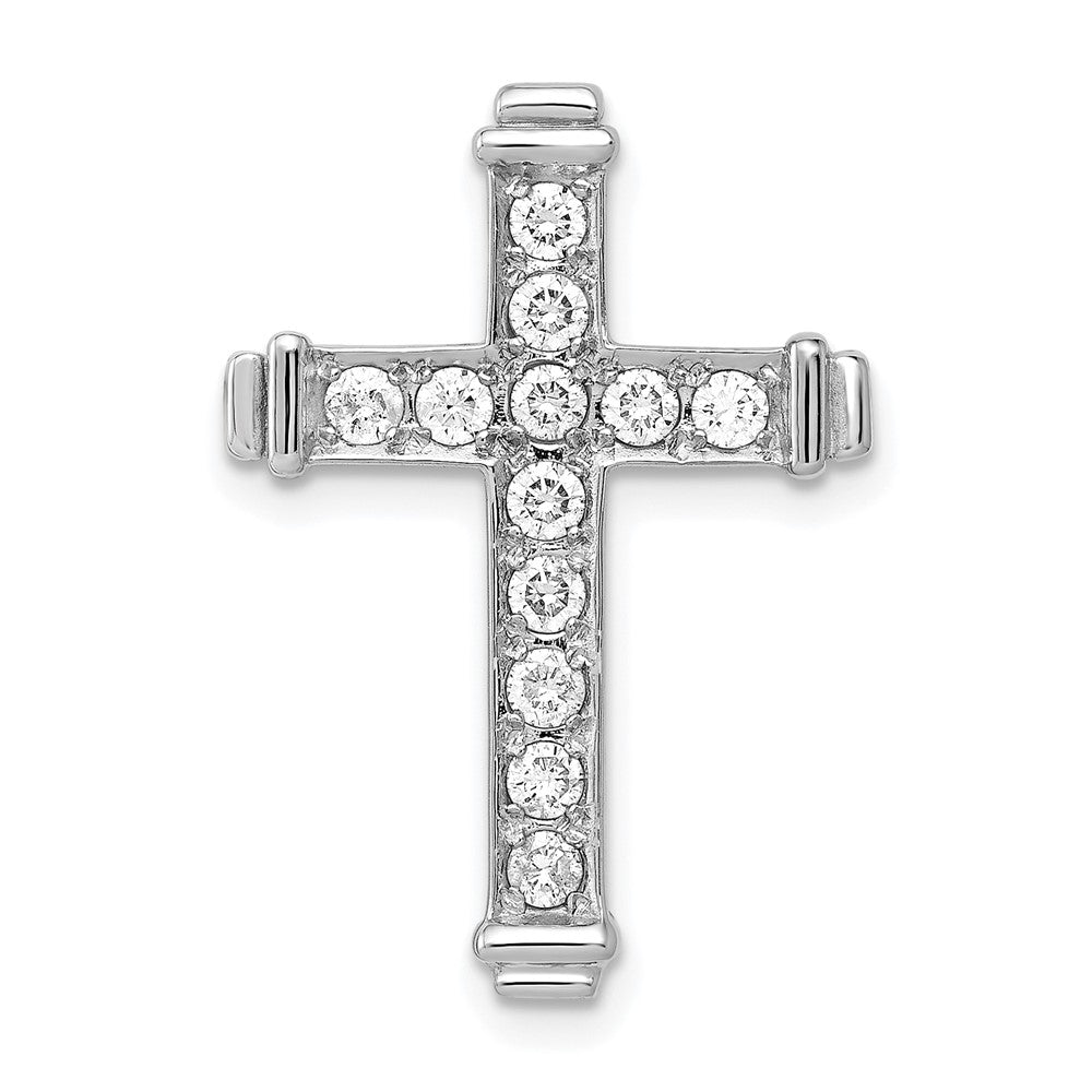 14K Weißgold Aa 3/8ct. Echt Diamant Lateinisch Kreuz Kette Anhänger