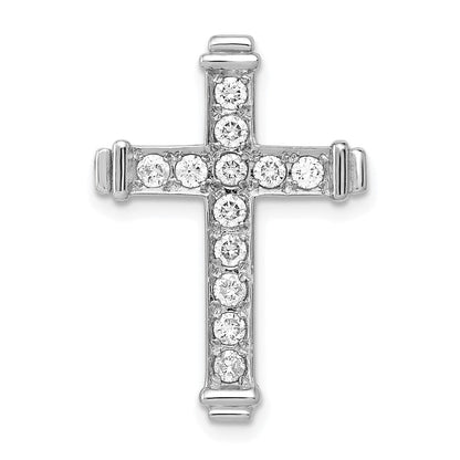 14K Weißgold Aa 3/8ct. Echt Diamant Lateinisch Kreuz Kette Anhänger