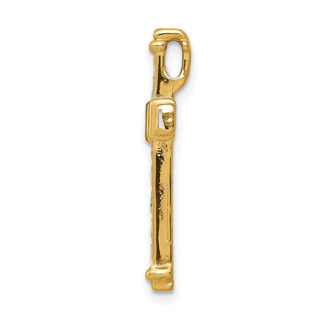 14K Gelbgold Aa 3/8ct. Echt Diamant Lateinisch Kreuz Kette Anhänger