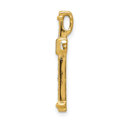 14K Gelbgold Aa 3/8ct. Echt Diamant Lateinisch Kreuz Kette Anhänger