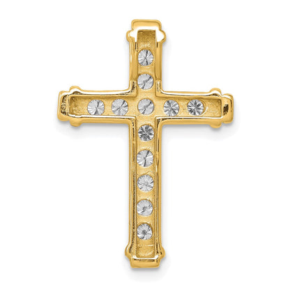 14K Gelbgold Aa 3/8ct. Echt Diamant Lateinisch Kreuz Kette Anhänger