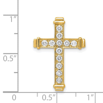 14K Gelbgold Aa 3/8ct. Echt Diamant Lateinisch Kreuz Kette Anhänger