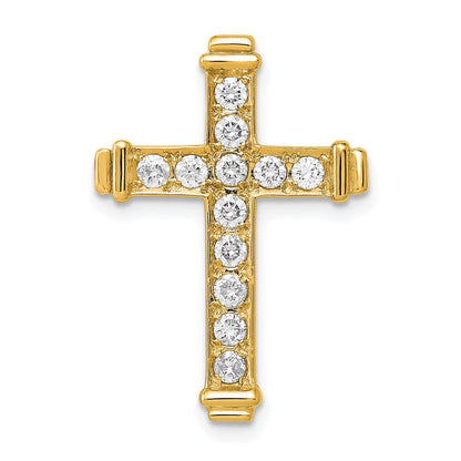 14K Gelbgold Aa 3/8ct. Echt Diamant Lateinisch Kreuz Kette Anhänger