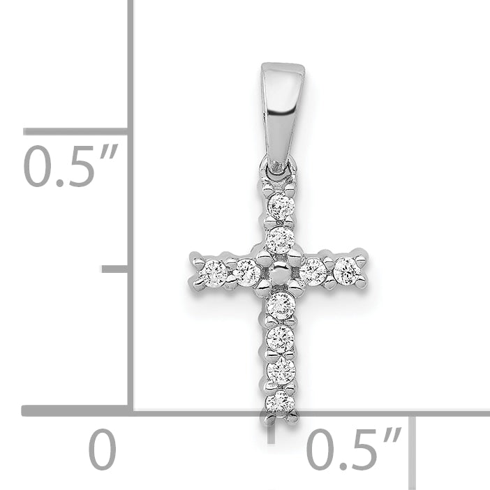 10K Weißgold 10K Diamant Lateinisch Kreuz Anhänger