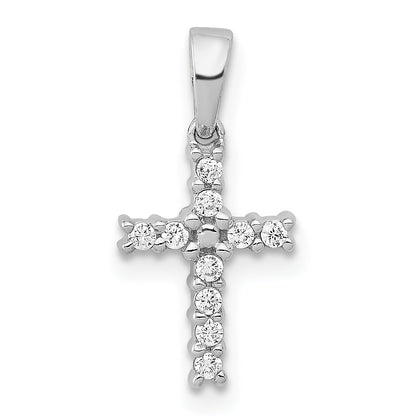 10K Weißgold 10K Diamant Lateinisch Kreuz Anhänger