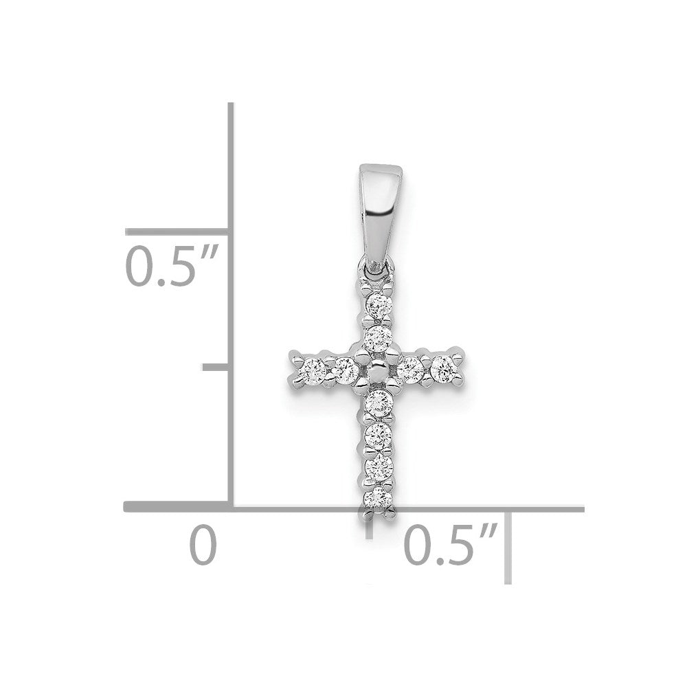 Anhänger „Lateinisches Kreuz" aus 14K Weißgold mit echtem Diamant