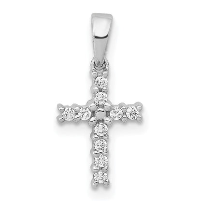 Anhänger „Lateinisches Kreuz" aus 14K Weißgold mit echtem Diamant