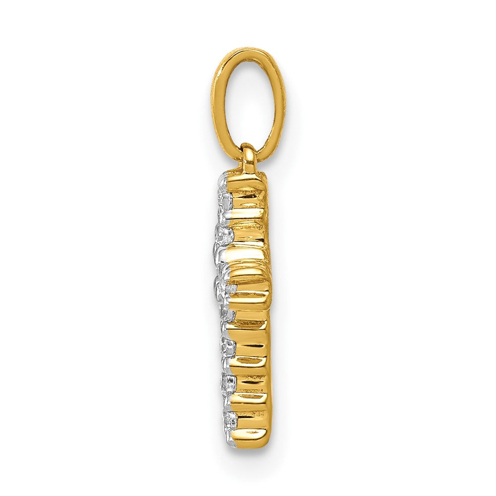 14K Gelbgold Anhänger mit lateinischem Kreuz, 0,1 ct. laborgezüchteter Diamant, VS/SI+ G+