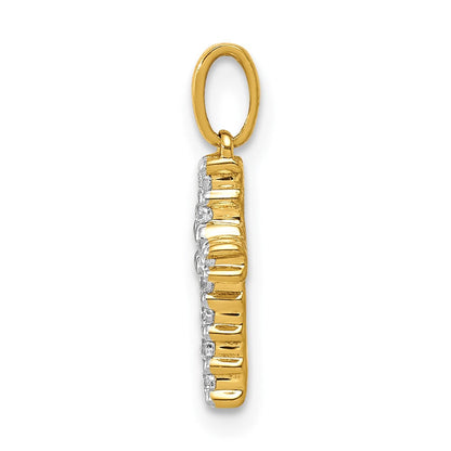 14 Karat Gelbgold und Rhodium, 0,1 ct. echter Diamant, Kreuzanhänger "Latin Cross
