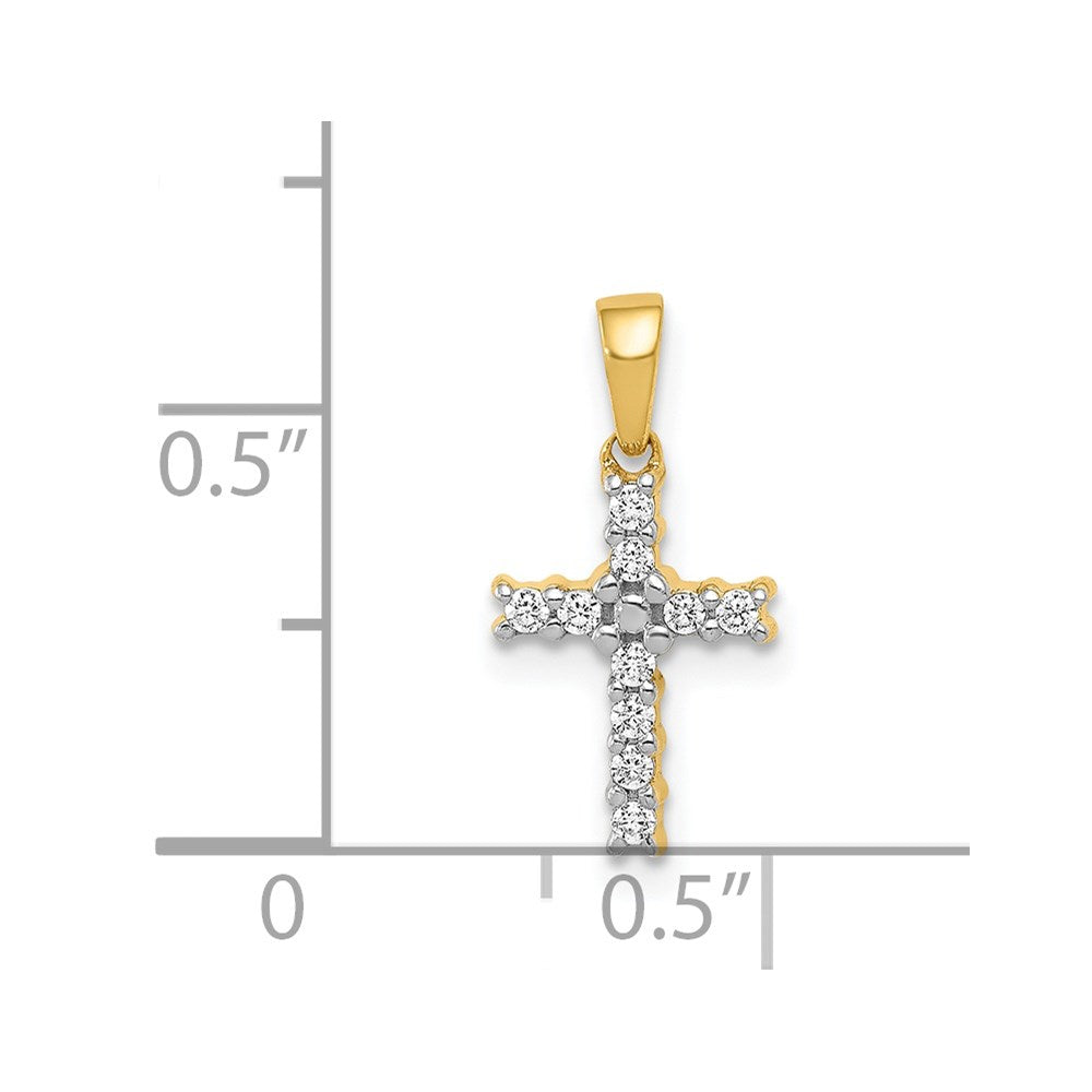 14 Karat Gelbgold und Rhodium, 0,1 ct. echter Diamant, Kreuzanhänger "Latin Cross