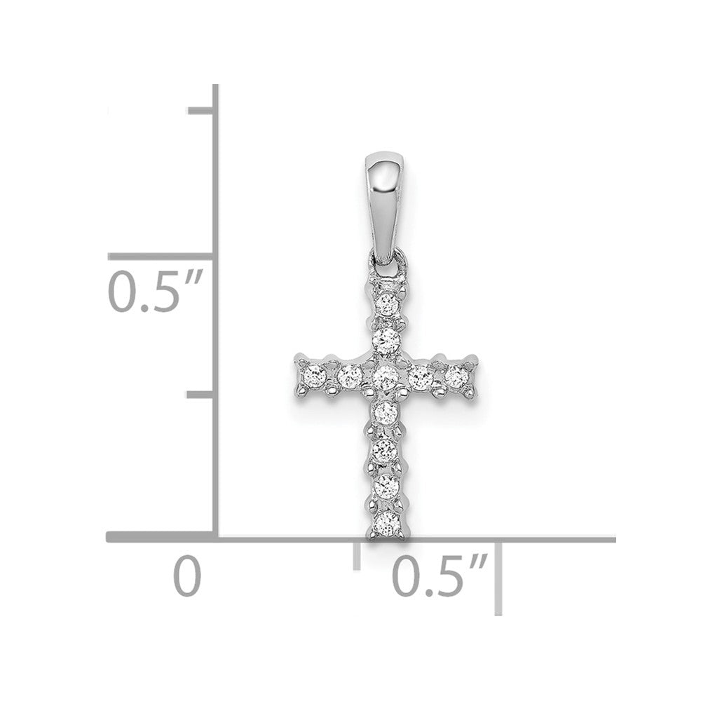 10K Weißgold 10K 1/20ct. Diamant Lateinisch Kreuz Anhänger