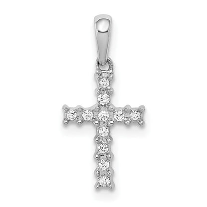 10K Weißgold 10K 1/20ct. Diamant Lateinisch Kreuz Anhänger
