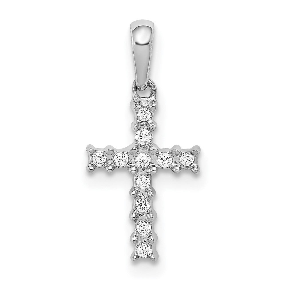 14K Weißgold Kreuzanhänger „Latein" mit 0,05 ct. echten Diamanten