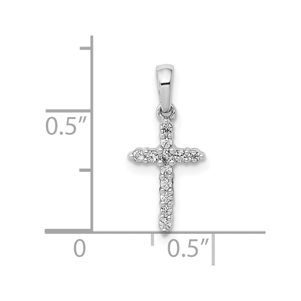 10K Weißgold 10K Poliert Diamant Kreuz Anhänger