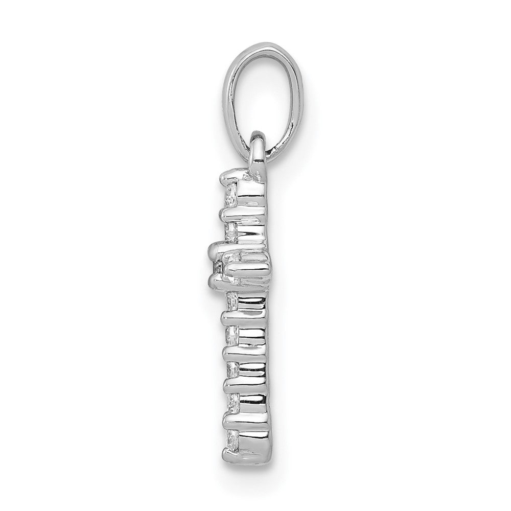 14K Weißgold Kreuzanhänger mit poliertem Echt-Diamant