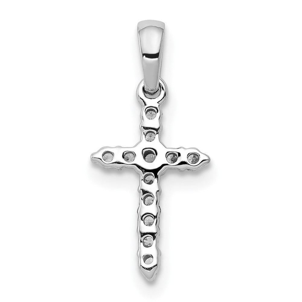 14K Weißgold Kreuzanhänger mit poliertem Echt-Diamant